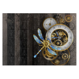 Planche À Découper Horloge à vapeur avec libellule mécanique