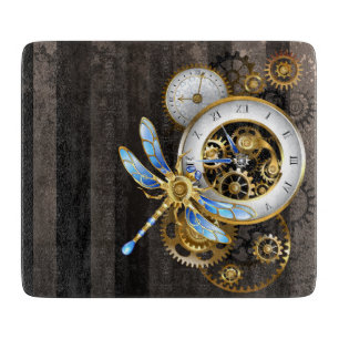 Planche À Découper Horloge à vapeur avec libellule mécanique