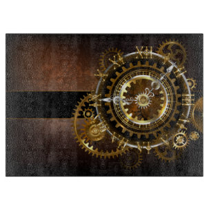Planche À Découper Horloge Steampunk avec des engrenages anciens