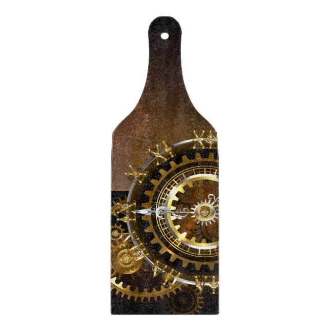 Planche À Découper Horloge Steampunk avec des engrenages anciens (Devant)