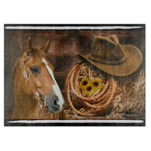 Planche À Découper Horse cowboy Hat Lasso Western