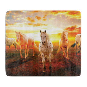 Planche À Découper Horses at sunset throw pillow