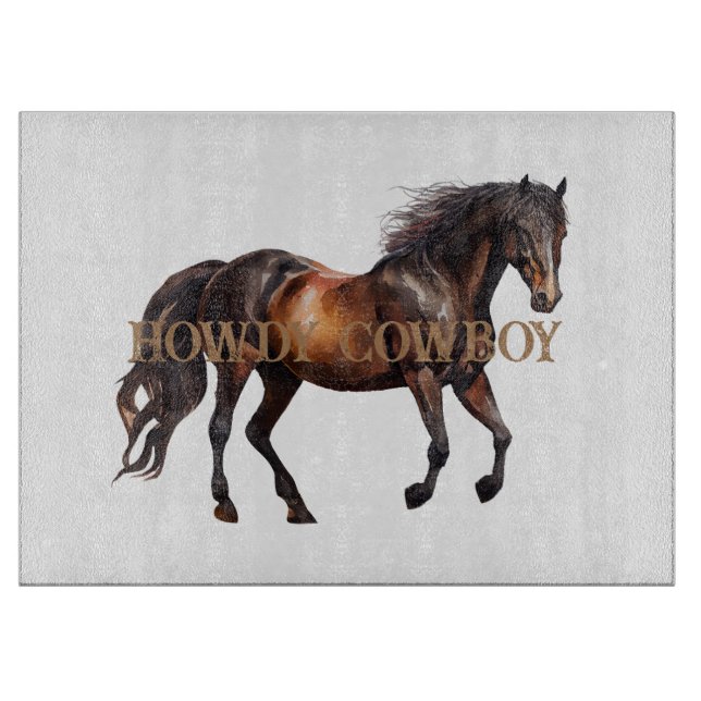 Planche À Découper Howdy Cowboy Cowgirl Horse (Devant)