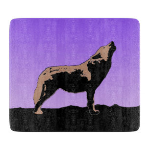 Planche À Découper Howling Wolf at Sunset - Art faunique original