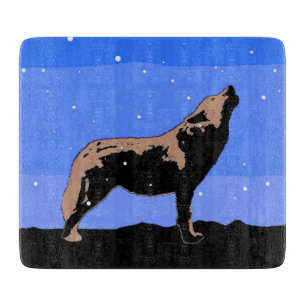 Planche À Découper Howling Wolf en hiver - Art faunique original
