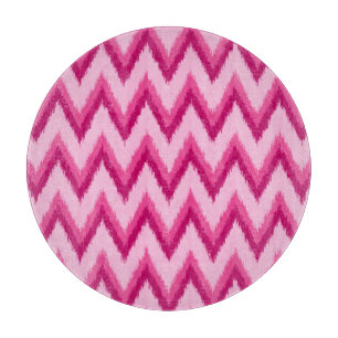 Planche À Découper Ikat Chevron Stripes - Fuchsia et rose pâle
