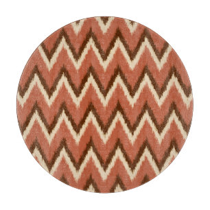 Planche À Découper Ikat Chevron Stripes - Rouille, Brown et beige