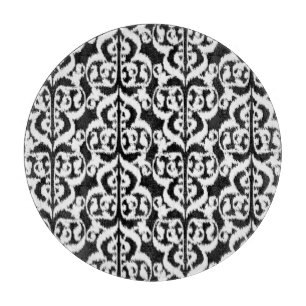 Planche À Découper Ikat Moorish Damask - blanc et noir