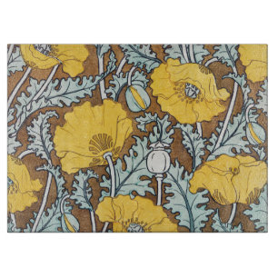 Planche À Découper Illustration Art Nouveau Poppy Fleur Jaune