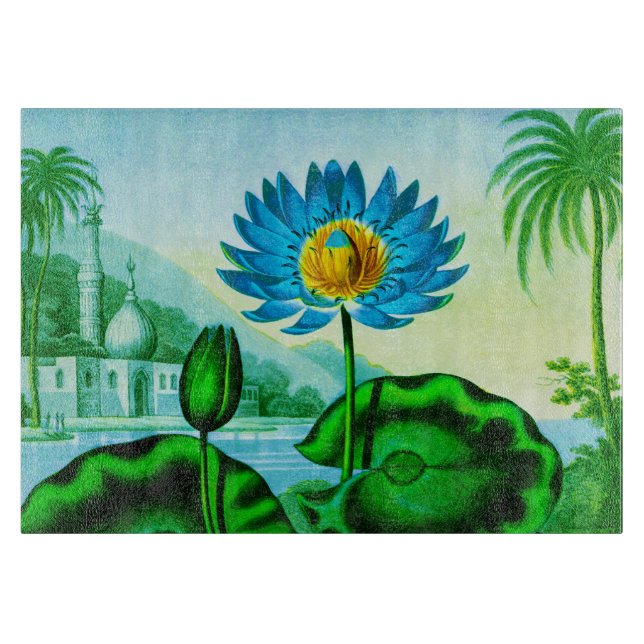Planche À Découper Illustration Blue Egyptian Water Lily / Lotus (Devant)