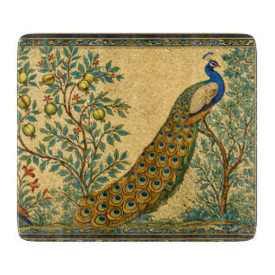 Planche À Découper Illustration botanique de paon Art Nouveau