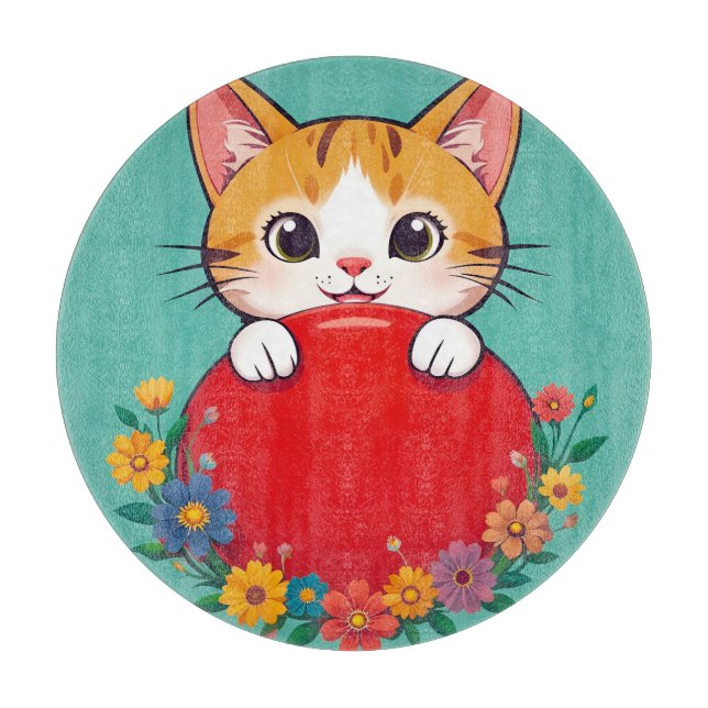 Planche À Découper Illustration de chat mignon (Devant)