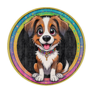 Planche À Découper Illustration de dessin animé coloré de chien joyeu