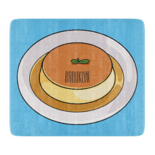 Planche À Découper Illustration de dessin animé de crème caramel