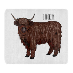 Planche À Découper Illustration de dessin animé de vache des Highland