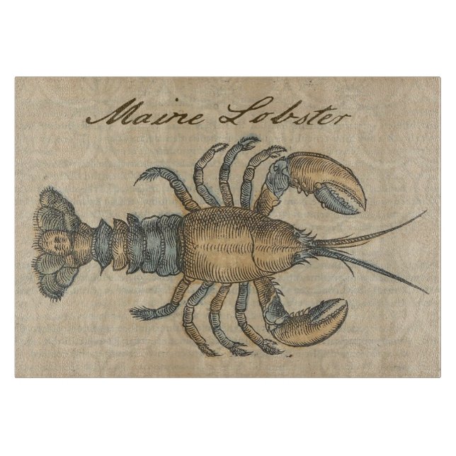 Planche À Découper Illustration de homard, fruits de mer du Maine (Devant)