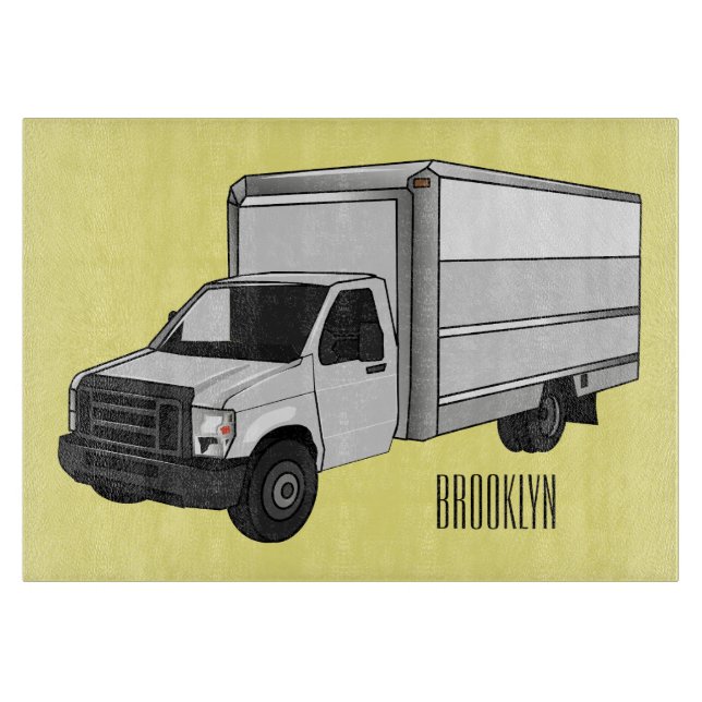 Planche À Découper Illustration de la caricature du camion-boîte (Devant)