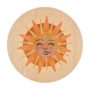 Planche À Découper Illustration de l'aquarelle orange Sun Face
