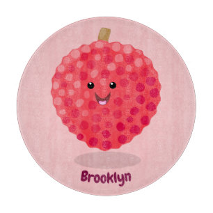 Planche À Découper Illustration de litchee rose mignon