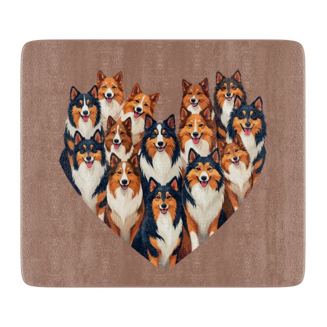 Planche À Découper Illustration de Sheltie Heart Shetland Sheepdog (Devant)