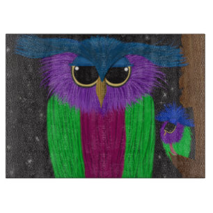 Planche À Découper Illustration du hibou grippé prismatique