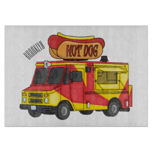 Planche À Découper Illustration d'un camion de nourriture pour chien 