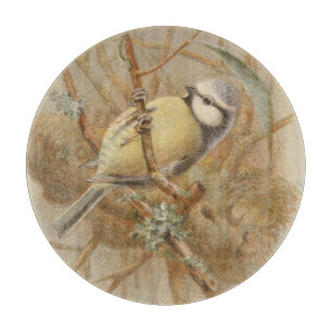 Planche À Découper Illustration vintage de Mésange bleue