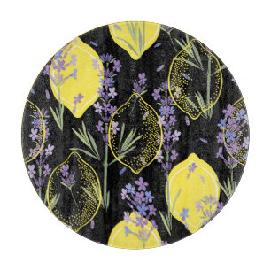 Planche À Découper Illustration Vintage Lavande Florale Lemons