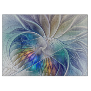 Planche À Découper Imaginaire Floral, Fleur Fractale Abstraite coloré