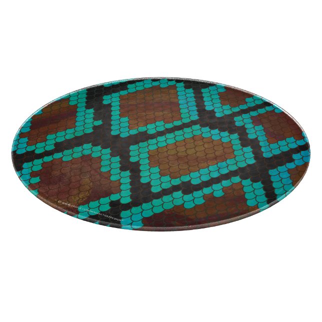 Planche À Découper Impression Brown et Turquoise de serpent (Coin)