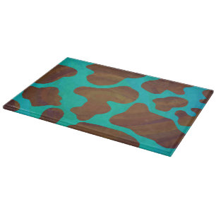 Planche À Découper Impression Brown et Turquoise de vache