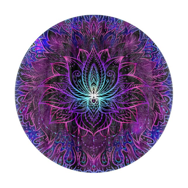 Planche À Découper Impression du boho de fleur Neon Lotus (Devant)