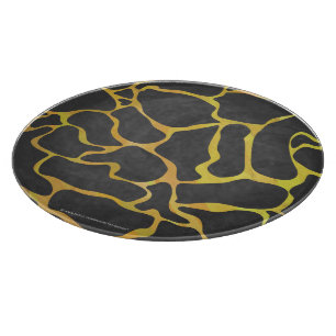 Planche À Découper Impression Giraffe noir et jaune