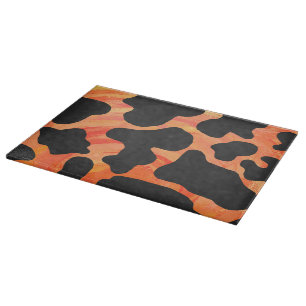 Planche À Découper Impression noire et orange de vache