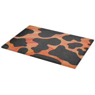 Planche À Découper Impression noire et orange de vache