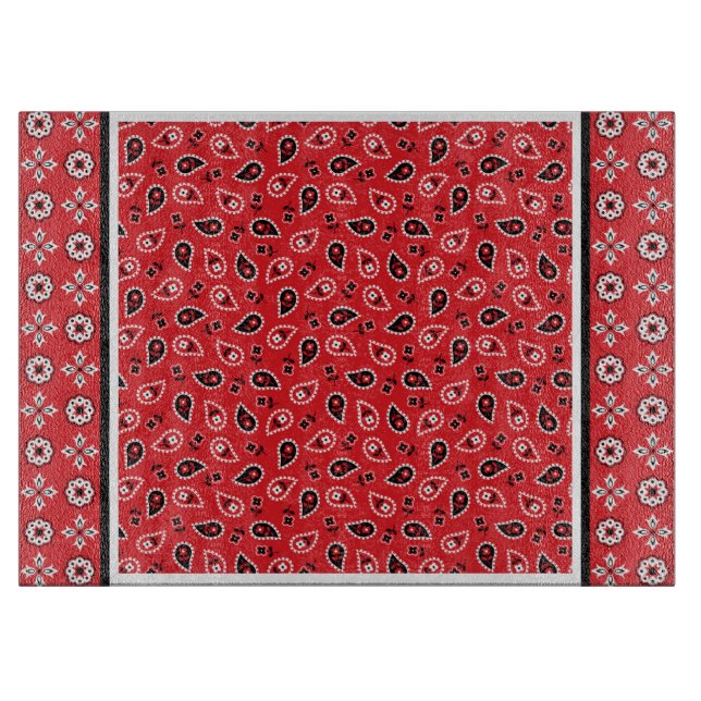 Planche À Découper Imprimantes Boho Bandana Rouge (Devant)
