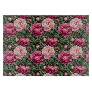 Planche À Découper Imprimé de pivoine luxuriante et de verdure