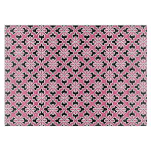 Planche À Découper imprimé kimono floral, rose, noir et blanc