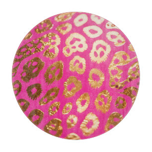 Planche À Découper Imprimé léopard or rose fuchsia glamour
