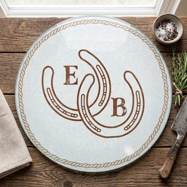 Planche À Découper Initiales de monogramme de couple de fer à cheval  (Créateur téléchargé)