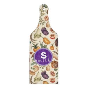 Planche À Découper Initiales personnalisées Motif Fruits et légumes