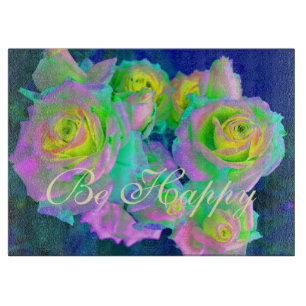 Planche À Découper Iridescente esthétique Roses précoces Soyez heureu