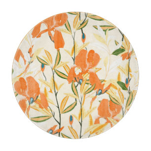 Planche À Découper Iris orange : motif floral transparent