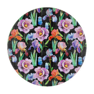 Planche À Découper Iris Peony Aquarelle Motif Floral