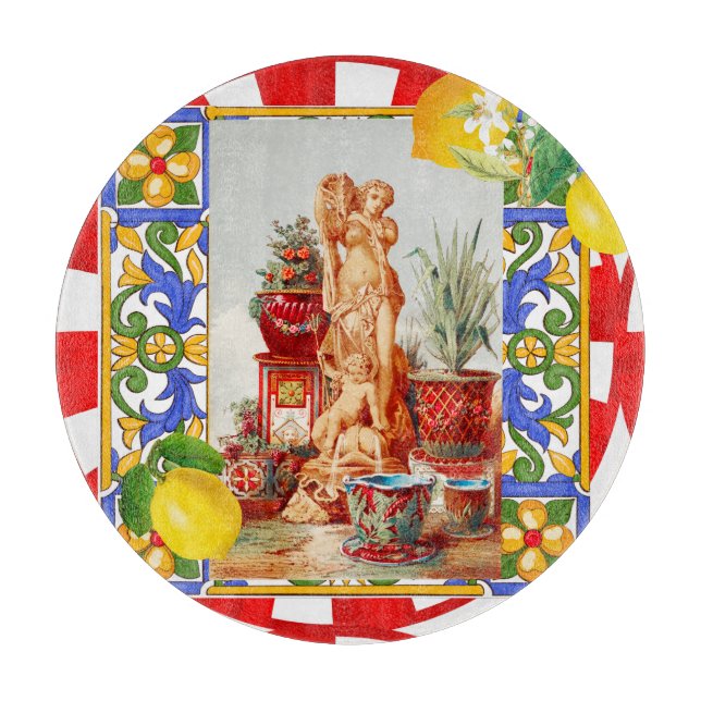 Planche À Découper italien, art sicilien, maelica, tuiles, art baroqu (Devant)