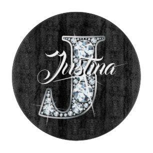 Planche À Découper J Faux Diamond Bling Monogram