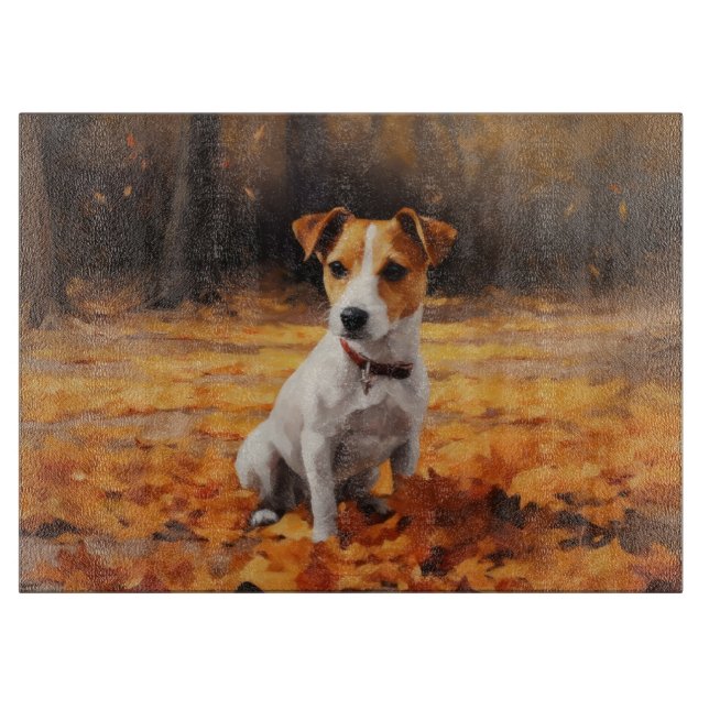 Planche À Découper Jack Russell à l'automne Feuilles automne Inspire (Devant)