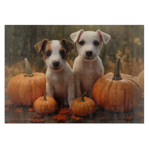 Planche À Découper Jack Russell Puppy Automne Citrouille de plaisir