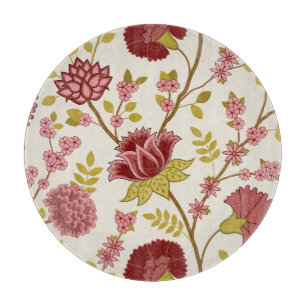 Planche À Découper Jacobean Floral Lg Motif Reds Pinks Gold Crème
