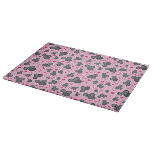 Planche À Découper J'aime mon motif de souris dans le rose